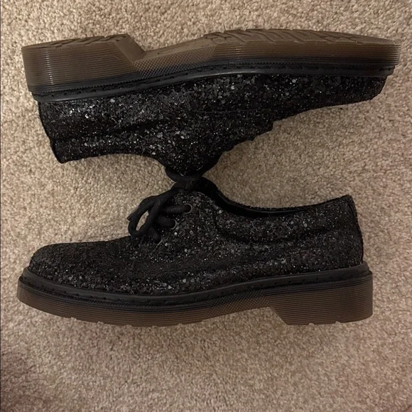 Topshop Sparkly Black Lace-Up Shoes size 8.5 - Picture 2 of 6